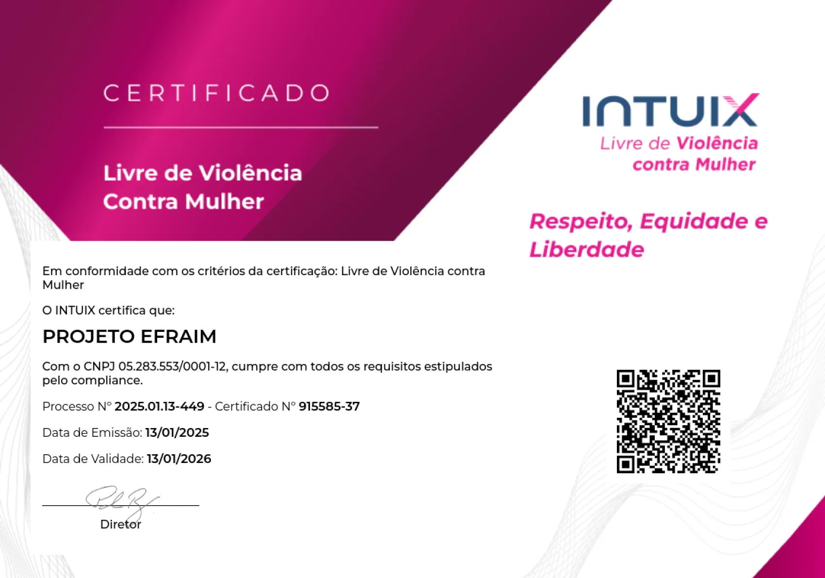 Certificado violência contra a mulher